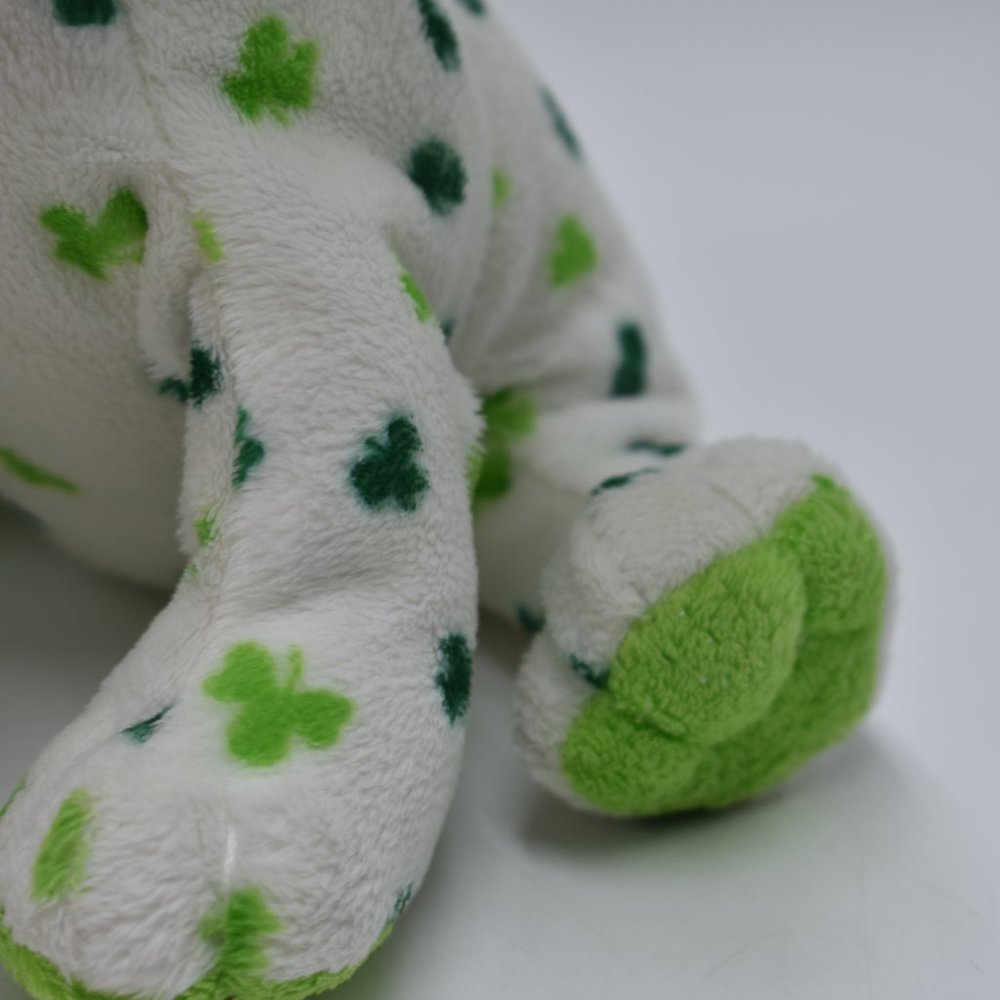 Ganz Webkinz Clover Puppy Dog White Green Shamrock Plush Stuffed Animal No Code - Picture 4 of 7